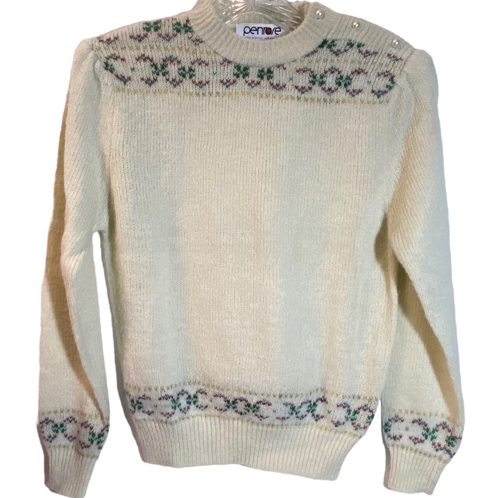 Vintage Penrose Sweater w/ Buttons on the Shoulder Sz Small